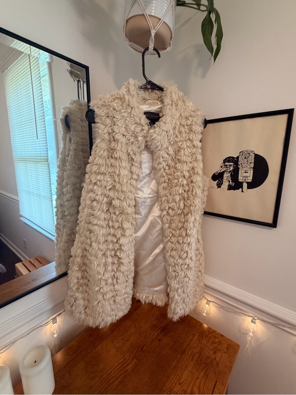 Live a Little Faux Fur Vest in Soft Beige